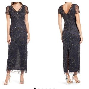 Pisarro Nights Beaded Mesh Column Gown